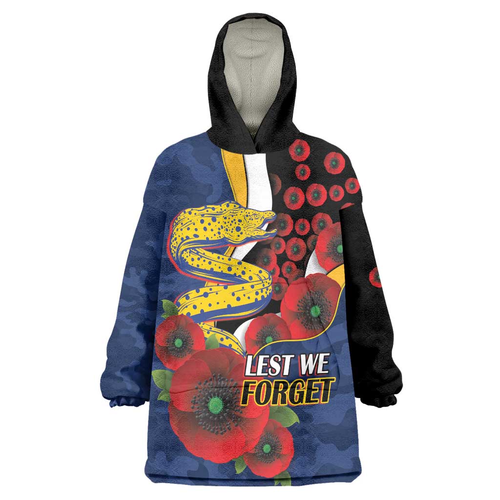 Parramatta Eels ANZAC Personalised Wearable Blanket Hoodie Lest We Forget Poppy Camo