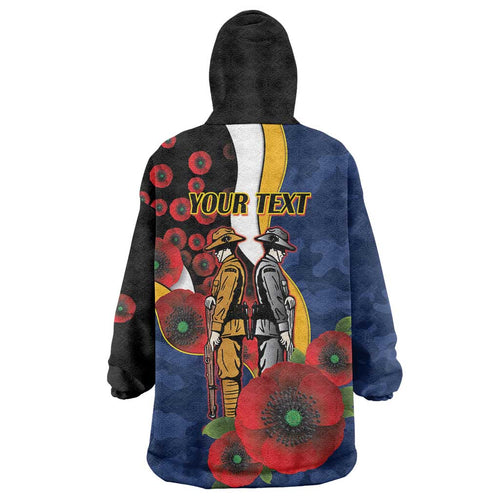 Parramatta Eels ANZAC Personalised Wearable Blanket Hoodie Lest We Forget Poppy Camo