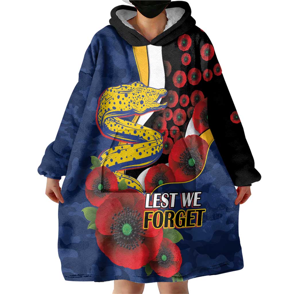 Parramatta Eels ANZAC Personalised Wearable Blanket Hoodie Lest We Forget Poppy Camo
