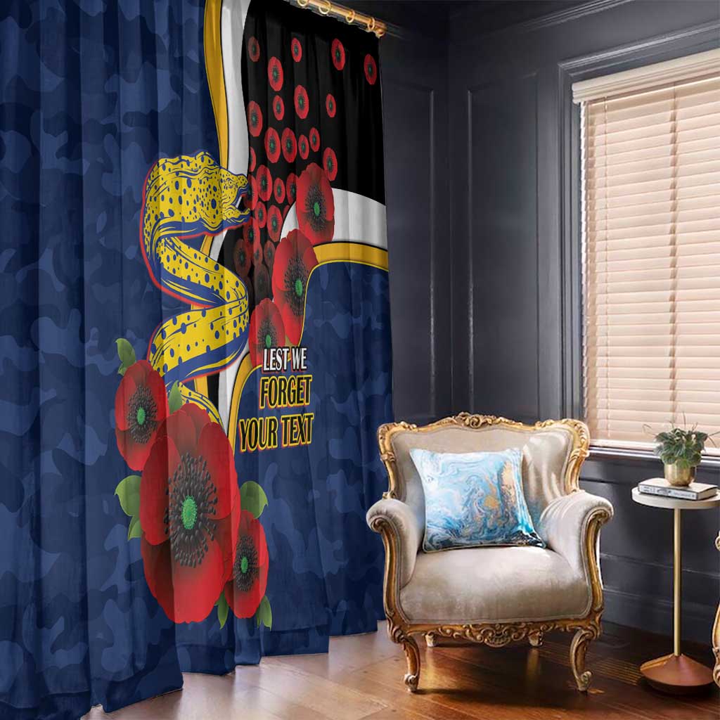 Parramatta Eels ANZAC Personalised Window Curtain Lest We Forget Poppy Camo