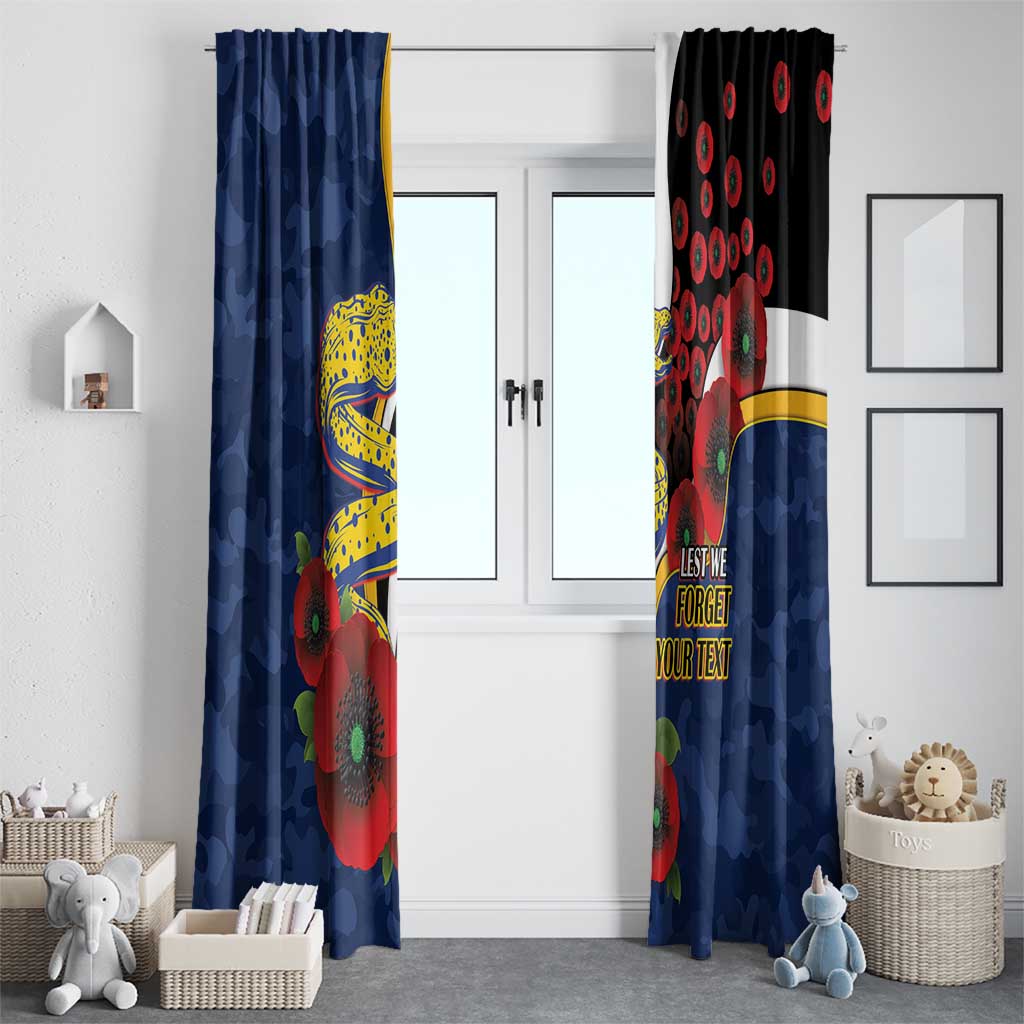 Parramatta Eels ANZAC Personalised Window Curtain Lest We Forget Poppy Camo