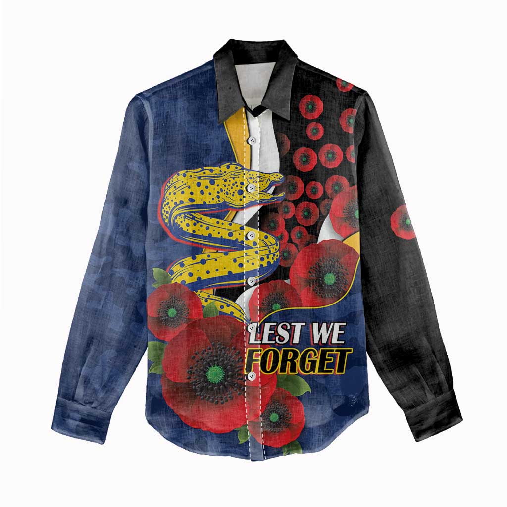 Parramatta Eels ANZAC Personalised Women Casual Shirt Lest We Forget Poppy Camo