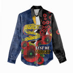 Parramatta Eels ANZAC Personalised Women Casual Shirt Lest We Forget Poppy Camo