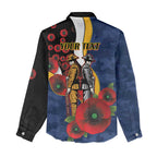 Parramatta Eels ANZAC Personalised Women Casual Shirt Lest We Forget Poppy Camo