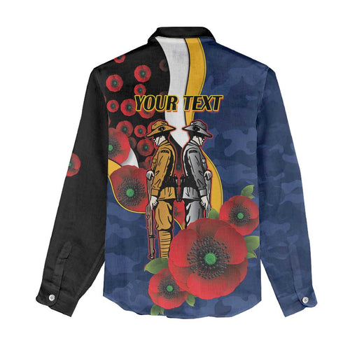 Parramatta Eels ANZAC Personalised Women Casual Shirt Lest We Forget Poppy Camo