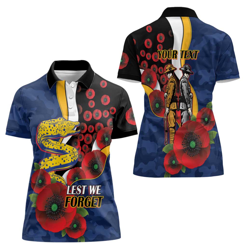 Parramatta Eels ANZAC Personalised Women Polo Shirt Lest We Forget Poppy Camo