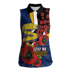 Parramatta Eels ANZAC Personalised Women Sleeveless Polo Shirt Lest We Forget Poppy Camo