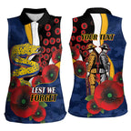 Parramatta Eels ANZAC Personalised Women Sleeveless Polo Shirt Lest We Forget Poppy Camo