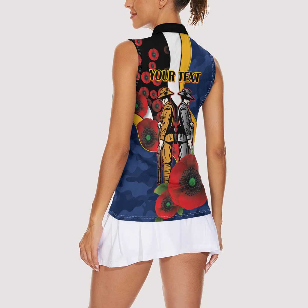 Parramatta Eels ANZAC Personalised Women Sleeveless Polo Shirt Lest We Forget Poppy Camo