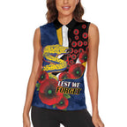 Parramatta Eels ANZAC Personalised Women Sleeveless Polo Shirt Lest We Forget Poppy Camo