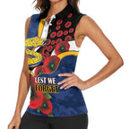 Parramatta Eels ANZAC Personalised Women Sleeveless Polo Shirt Lest We Forget Poppy Camo