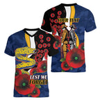 Parramatta Eels ANZAC Personalised Women V-Neck T-Shirt Lest We Forget Poppy Camo