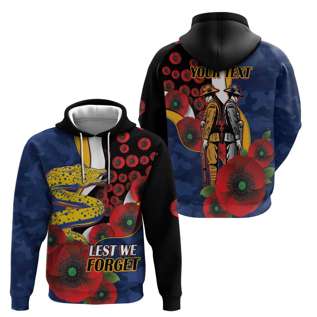Parramatta Eels ANZAC Personalised Zip Hoodie Lest We Forget Poppy Camo