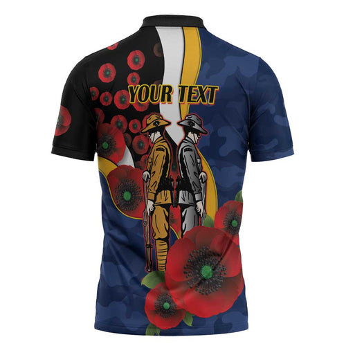 Parramatta Eels ANZAC Personalised Zipper Polo Shirt Lest We Forget Poppy Camo