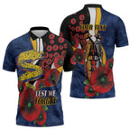 Parramatta Eels ANZAC Personalised Zipper Polo Shirt Lest We Forget Poppy Camo