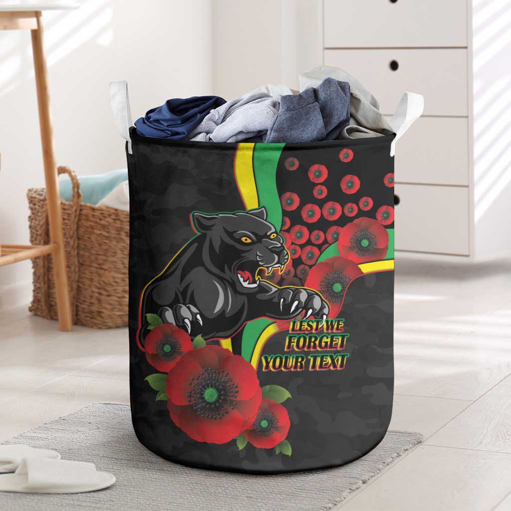Penrith Panthers ANZAC Personalised Laundry Basket Lest We Forget Poppy Camo