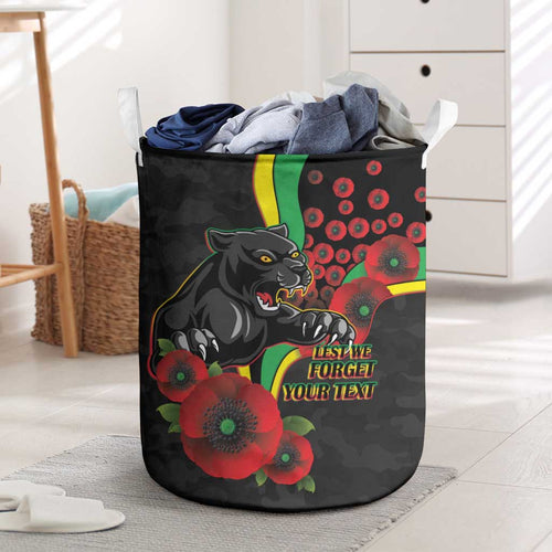 Penrith Panthers ANZAC Personalised Laundry Basket Lest We Forget Poppy Camo