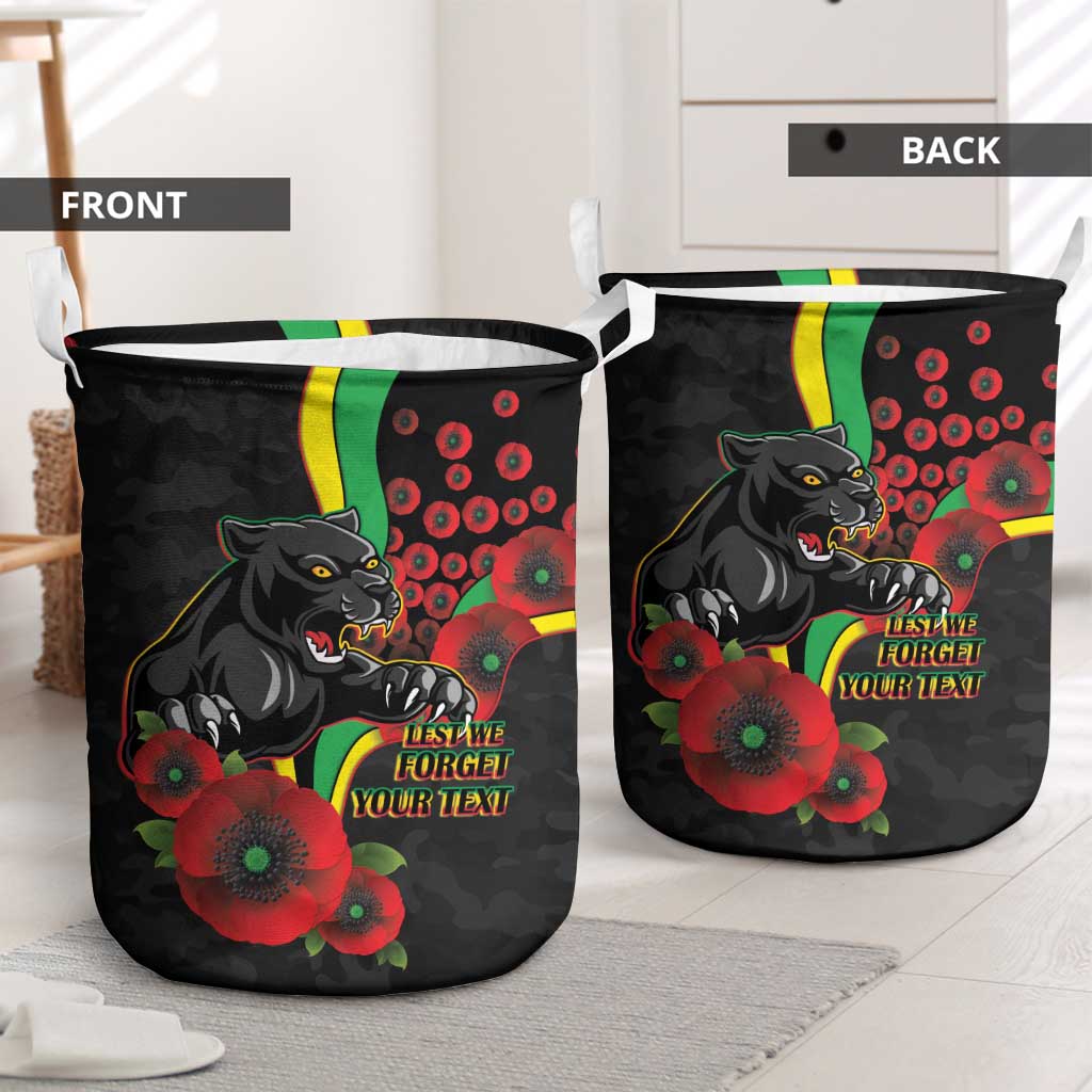 Penrith Panthers ANZAC Personalised Laundry Basket Lest We Forget Poppy Camo