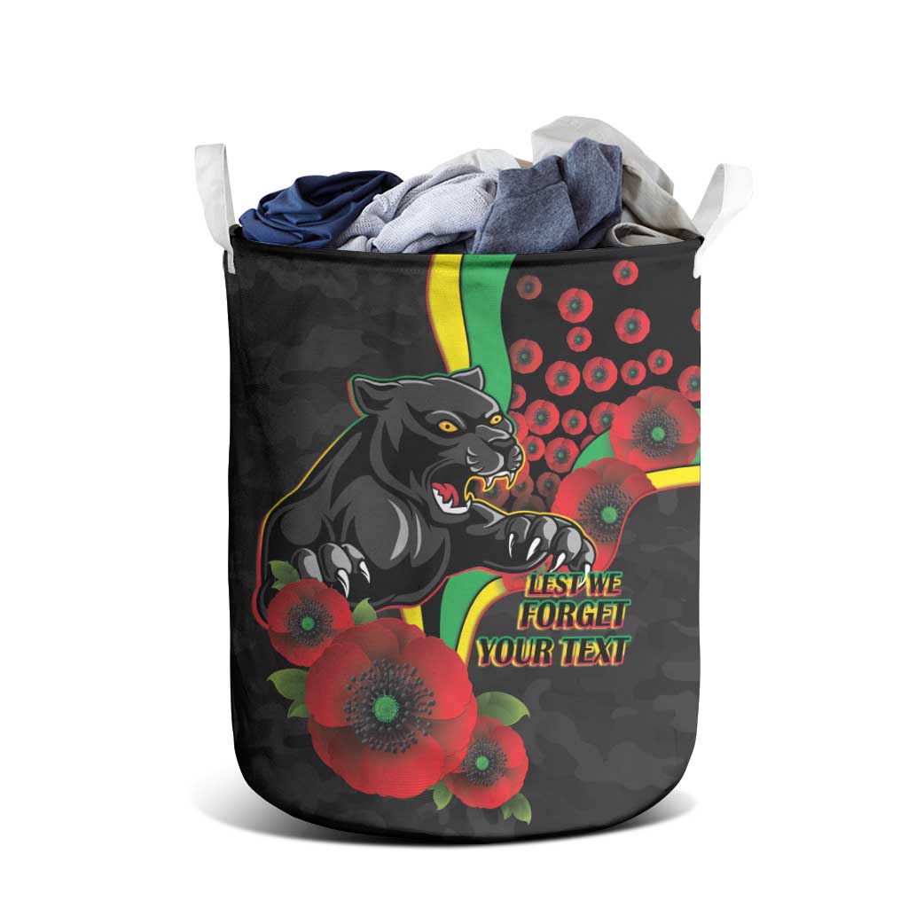 Penrith Panthers ANZAC Personalised Laundry Basket Lest We Forget Poppy Camo