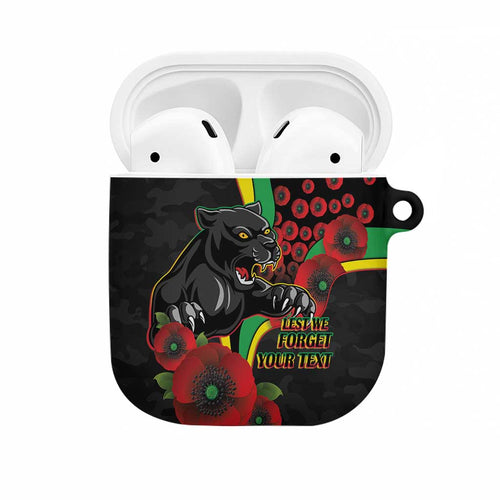Penrith Panthers ANZAC Personalised AirPods Case Lest We Forget Poppy Camo