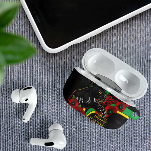 Penrith Panthers ANZAC Personalised AirPods Case Lest We Forget Poppy Camo