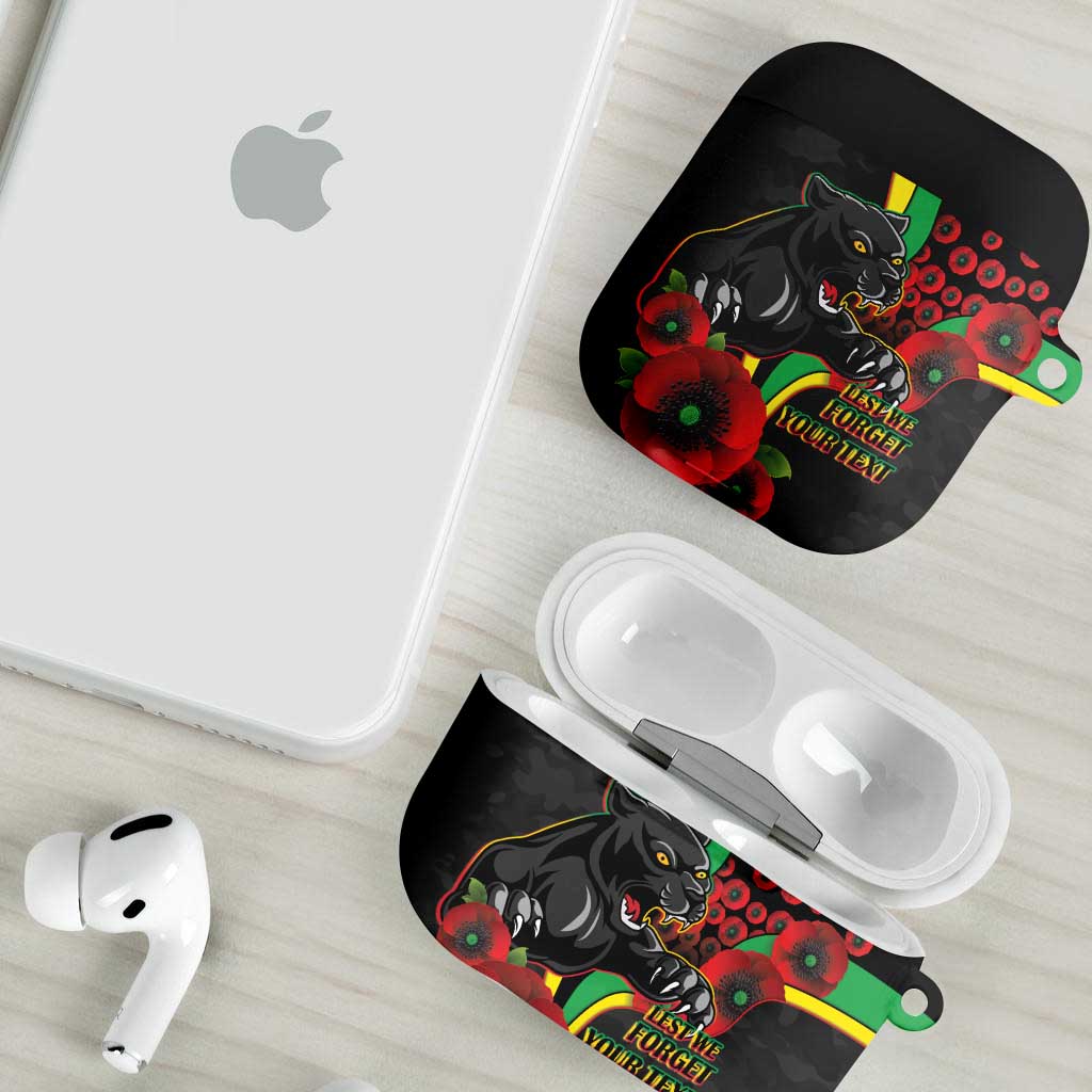 Penrith Panthers ANZAC Personalised AirPods Case Lest We Forget Poppy Camo