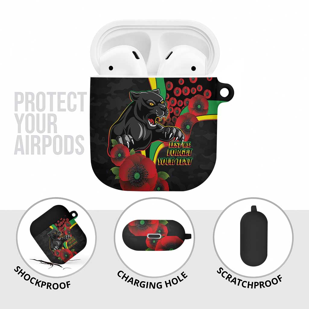 Penrith Panthers ANZAC Personalised AirPods Case Lest We Forget Poppy Camo