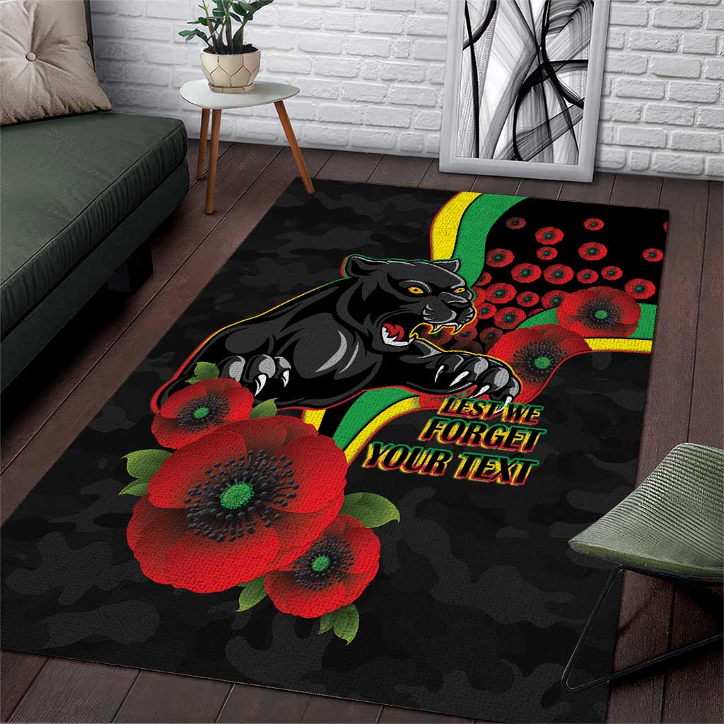 Penrith Panthers ANZAC Personalised Area Rug Lest We Forget Poppy Camo