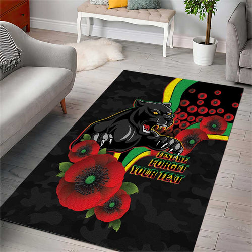 Penrith Panthers ANZAC Personalised Area Rug Lest We Forget Poppy Camo