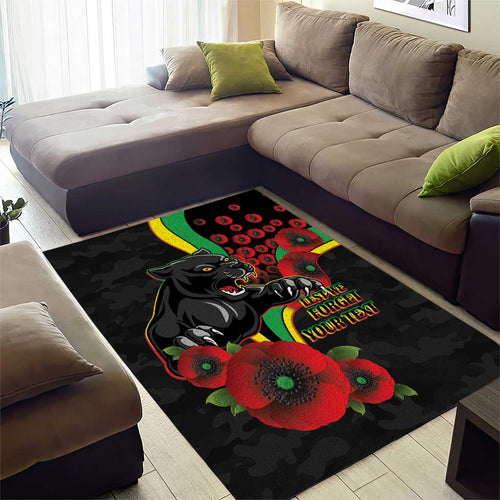 Penrith Panthers ANZAC Personalised Area Rug Lest We Forget Poppy Camo