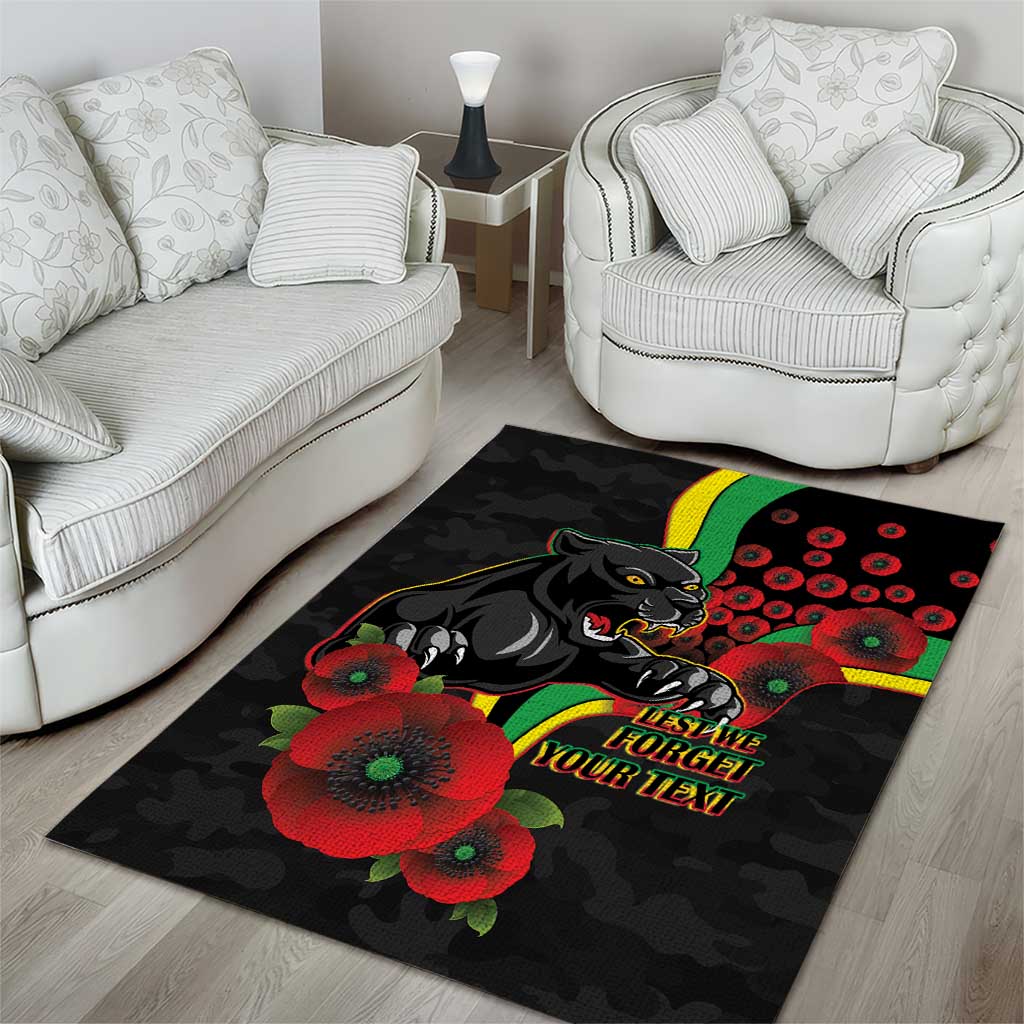 Penrith Panthers ANZAC Personalised Area Rug Lest We Forget Poppy Camo