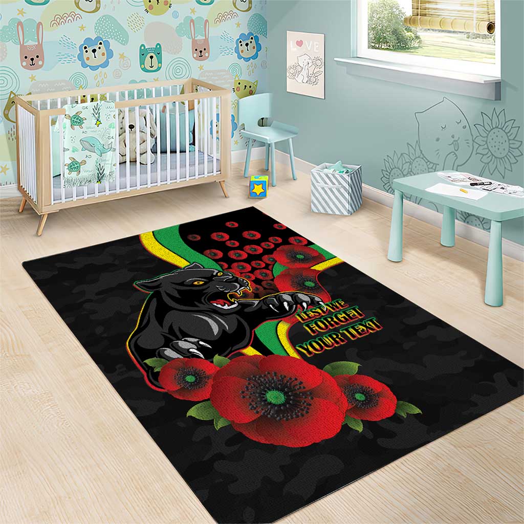 Penrith Panthers ANZAC Personalised Area Rug Lest We Forget Poppy Camo
