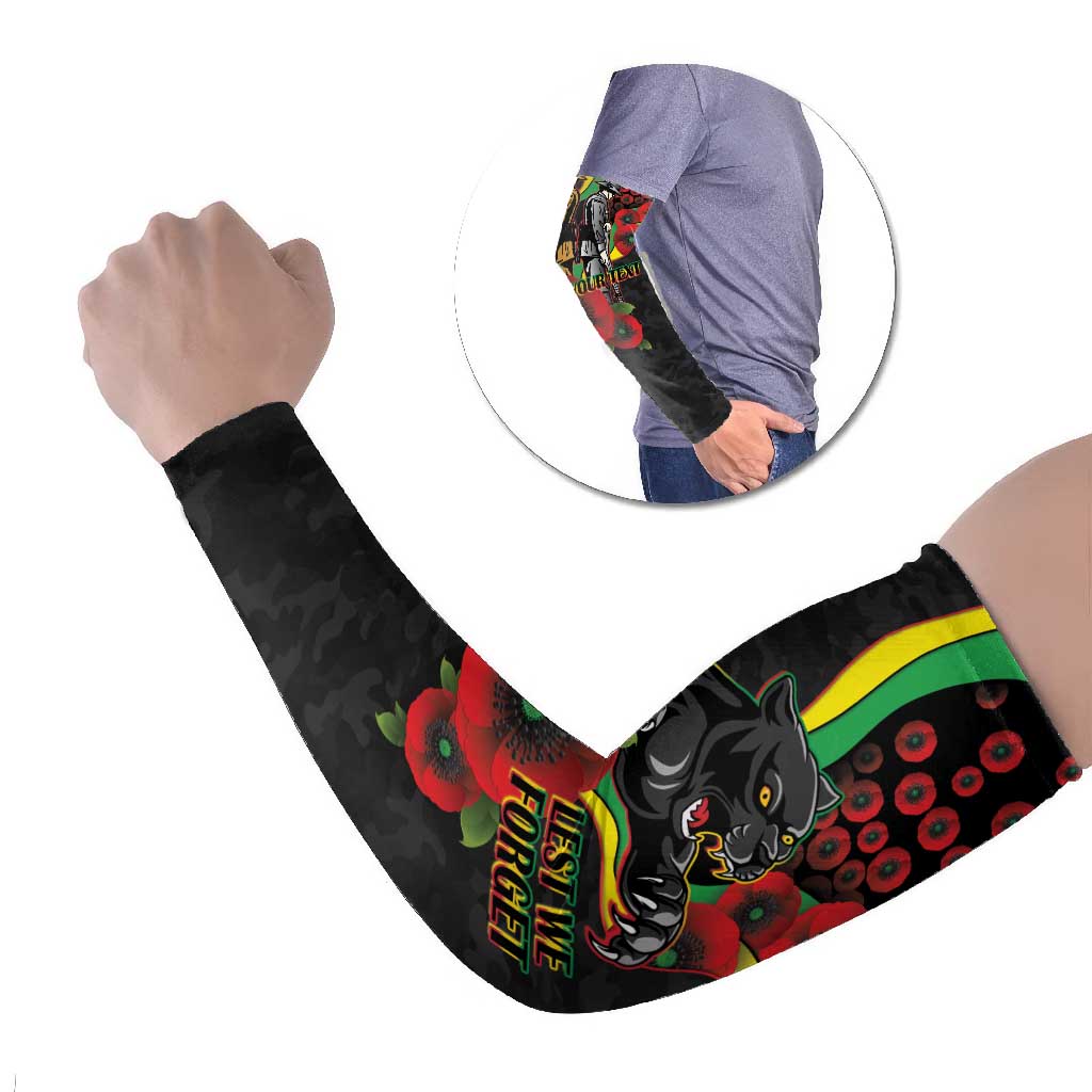 Penrith Panthers ANZAC Personalised Arm Sleeves Lest We Forget Poppy Camo