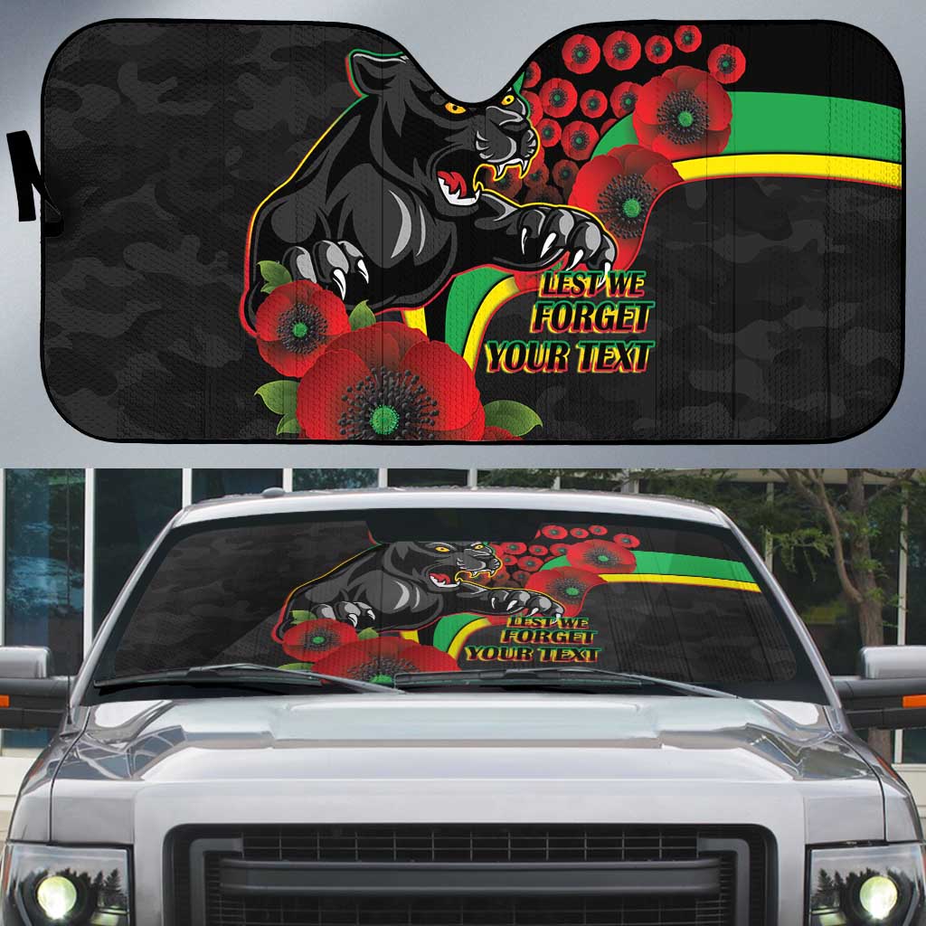 Penrith Panthers ANZAC Personalised Auto Sun Shade Lest We Forget Poppy Camo