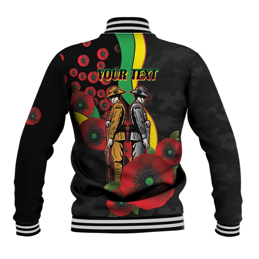 Penrith Panthers ANZAC Personalised Baseball Jacket Lest We Forget Poppy Camo