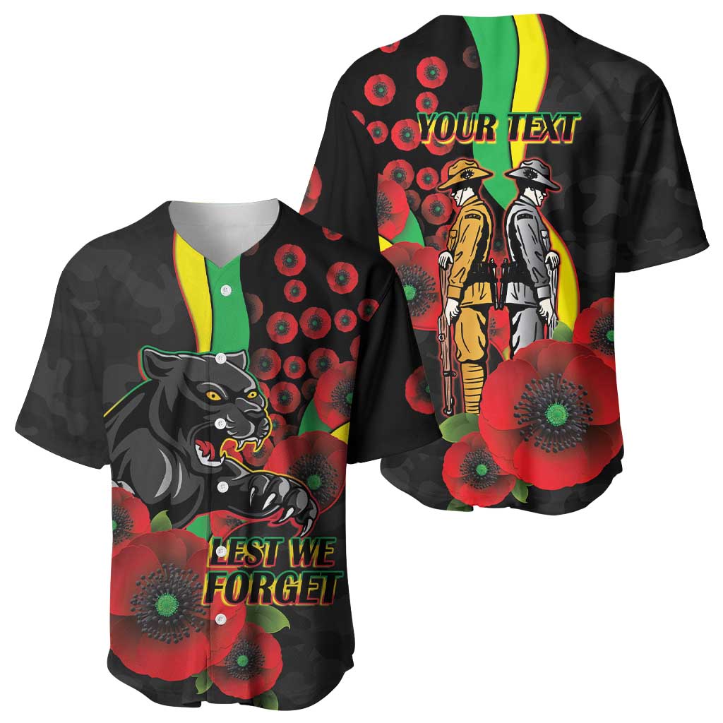 Penrith Panthers ANZAC Personalised Baseball Jersey Lest We Forget Poppy Camo