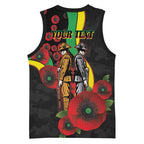 Penrith Panthers ANZAC Personalised Basketball Jersey Lest We Forget Poppy Camo
