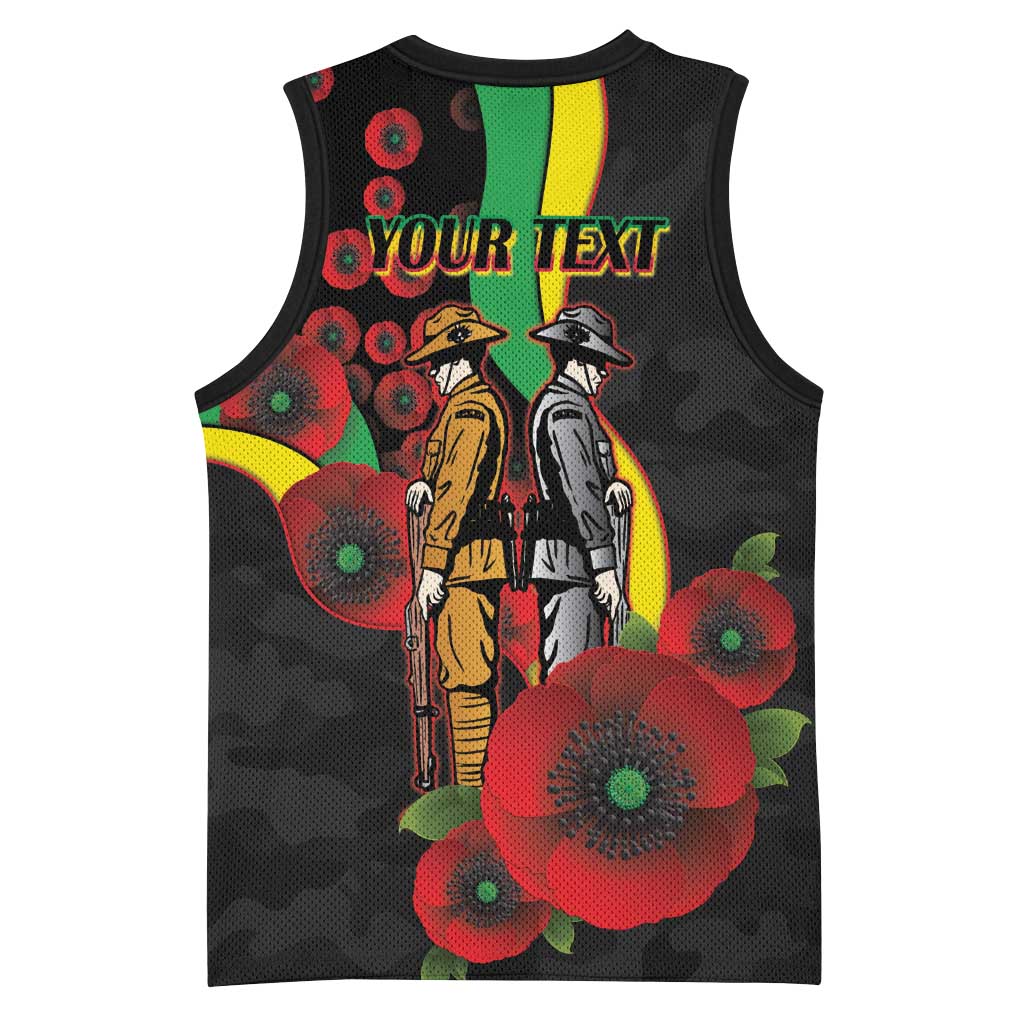 Penrith Panthers ANZAC Personalised Basketball Jersey Lest We Forget Poppy Camo