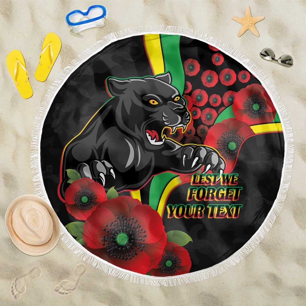 Penrith Panthers ANZAC Personalised Beach Blanket Lest We Forget Poppy Camo