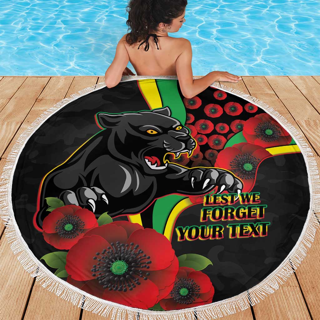 Penrith Panthers ANZAC Personalised Beach Blanket Lest We Forget Poppy Camo