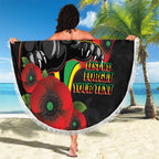 Penrith Panthers ANZAC Personalised Beach Blanket Lest We Forget Poppy Camo