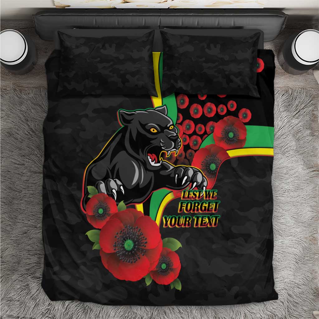 Penrith Panthers ANZAC Personalised Bedding Set Lest We Forget Poppy Camo