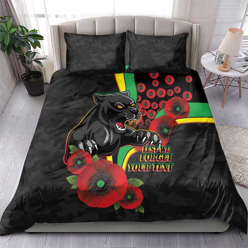 Penrith Panthers ANZAC Personalised Bedding Set Lest We Forget Poppy Camo