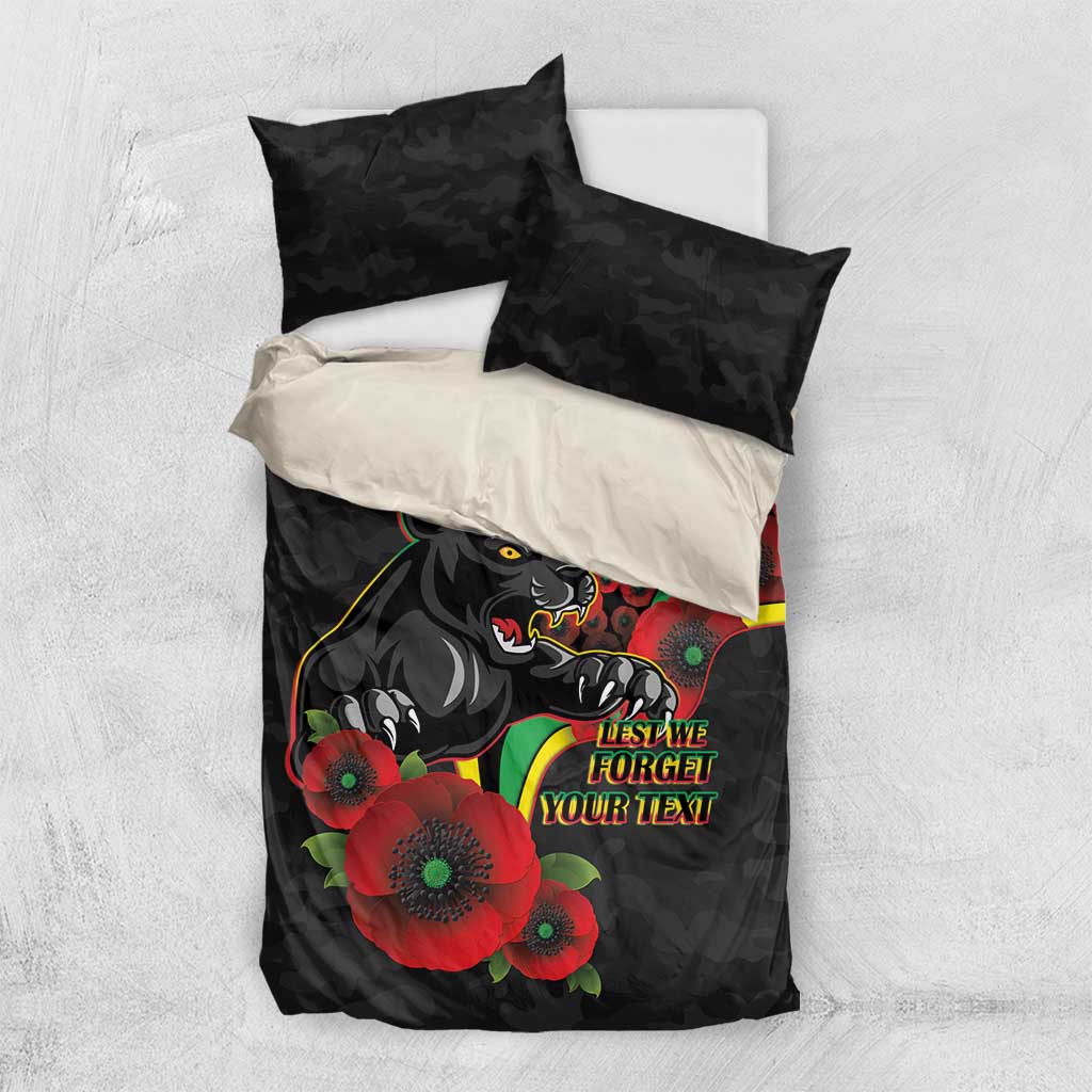 Penrith Panthers ANZAC Personalised Bedding Set Lest We Forget Poppy Camo