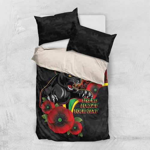 Penrith Panthers ANZAC Personalised Bedding Set Lest We Forget Poppy Camo