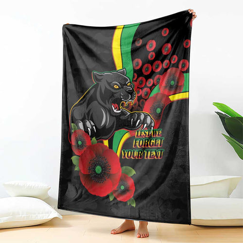 Penrith Panthers ANZAC Personalised Blanket Lest We Forget Poppy Camo