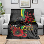 Penrith Panthers ANZAC Personalised Blanket Lest We Forget Poppy Camo