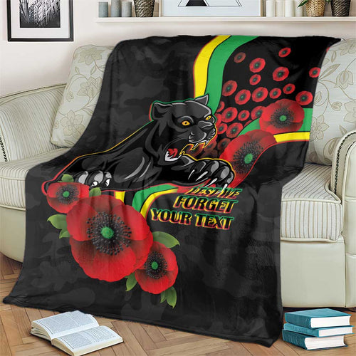 Penrith Panthers ANZAC Personalised Blanket Lest We Forget Poppy Camo