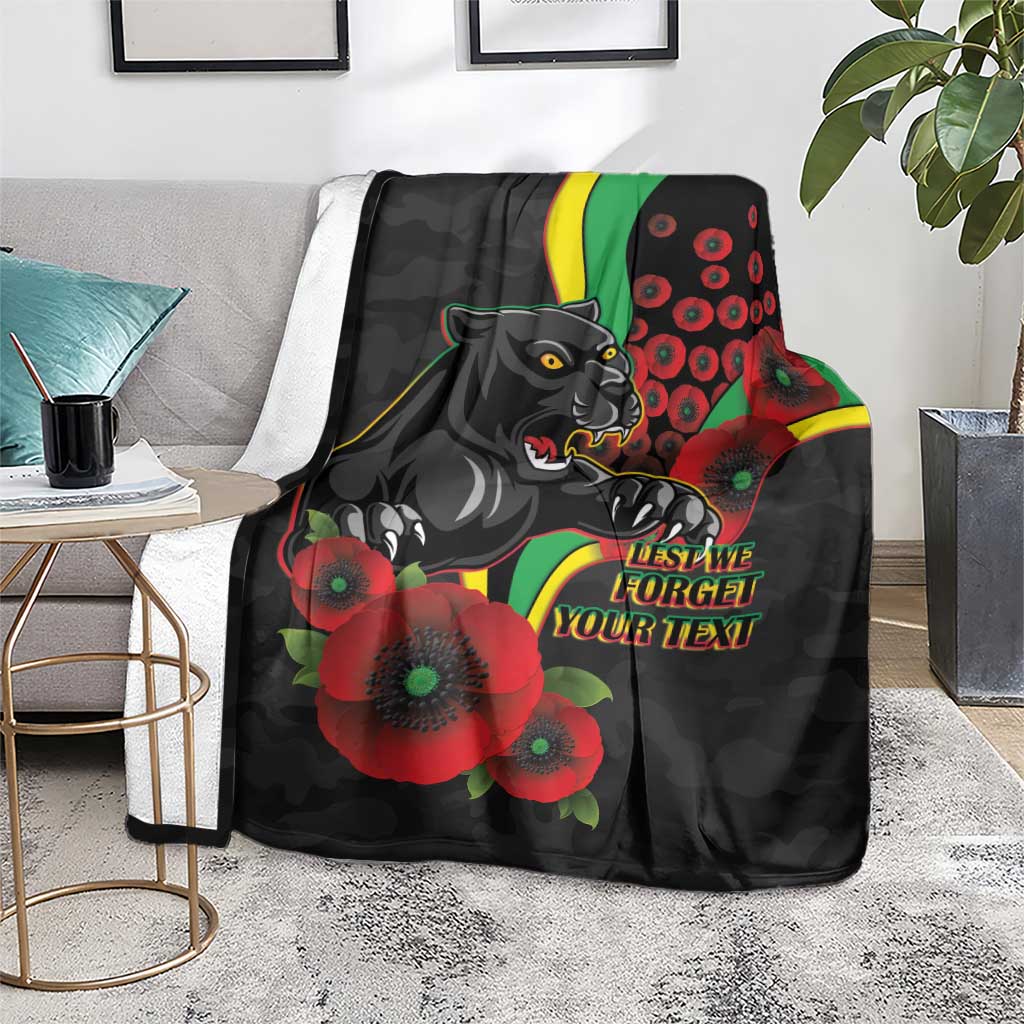 Penrith Panthers ANZAC Personalised Blanket Lest We Forget Poppy Camo