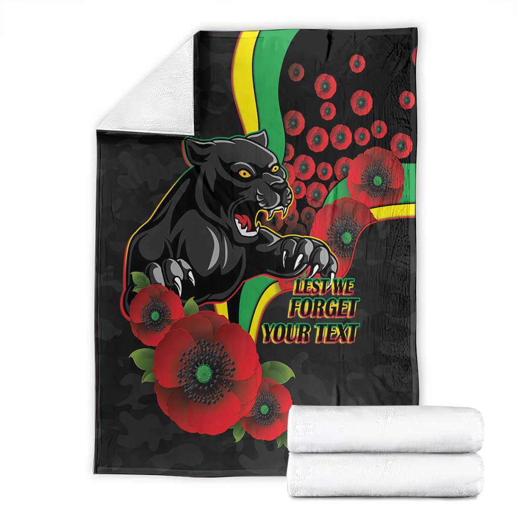 Penrith Panthers ANZAC Personalised Blanket Lest We Forget Poppy Camo